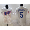 Los Angeles Dodgers #5 Freddie Freeman White HOLBERT With American Flag Patch Limited Stitched Jersey