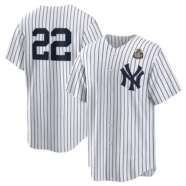 New York Yankees #22 Juan Soto White HOLBERT 2024 World Series Cool Base Stitched Jersey