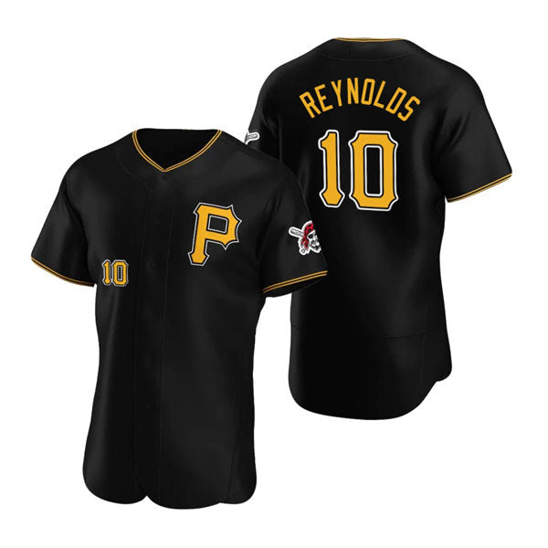Pittsburgh Pirates #10 Bryan Reynolds Black HOLBERT Alternate Team Logo P Flex Base Jersey