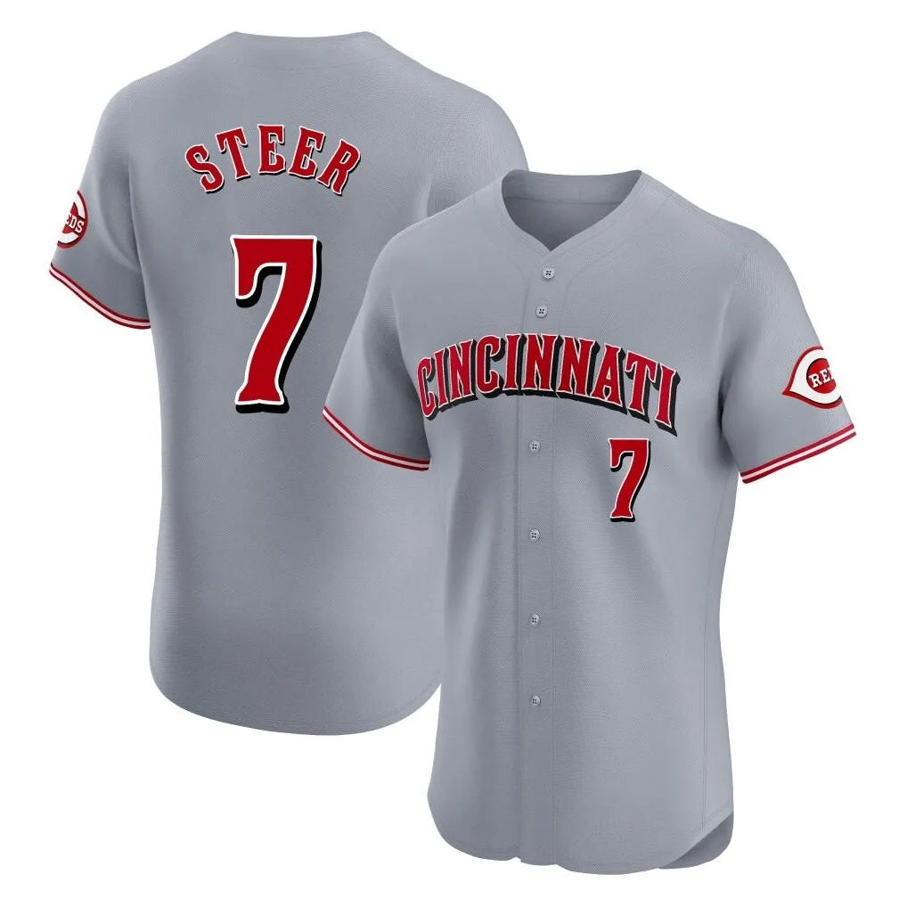 Cincinnati Reds #7 Spencer Steer Player Gray HOLBERT Limited Elite Home Stitched Jerseys