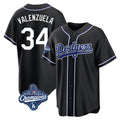 Los Angeles Dodgers #34 Fernando Valenzuela Player Black HOLBERT World Series Meet Carbon Limited Home Stitched Jerseys