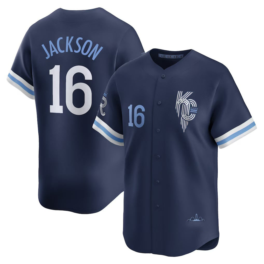 Kansas City Royals #16 Bo Jackson Navy HOLBERT City Connect Retired Player Jersey