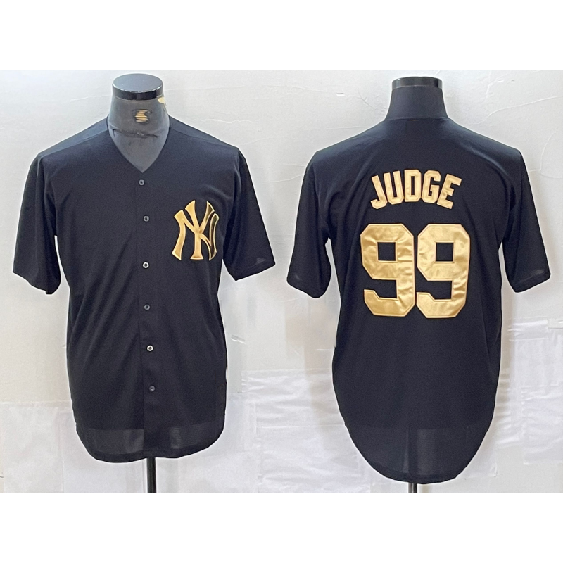 New York Yankees #99 Aaron Judge Black Gold HOLBERT Cool Base Stitched Jersey