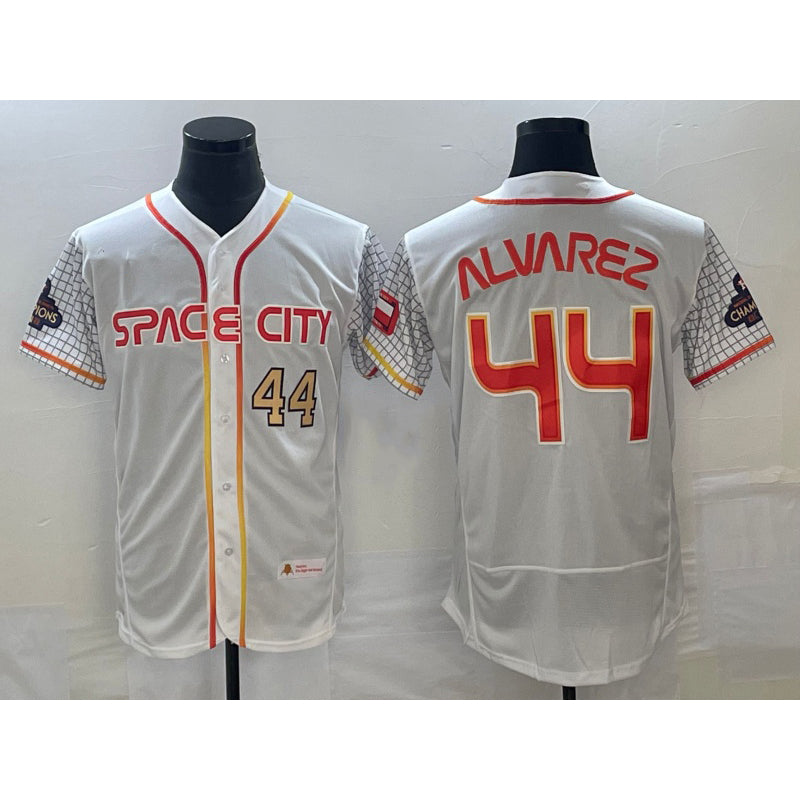 Houston Astros #44 Yordan Alvarez Number White HOLBERT 2023 City Connect Flex Base Stitched Jersey 3