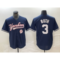 New York Yankees #3 Babe Ruth Navy HOLBERT With Patch Cool Base Stitched Jersey