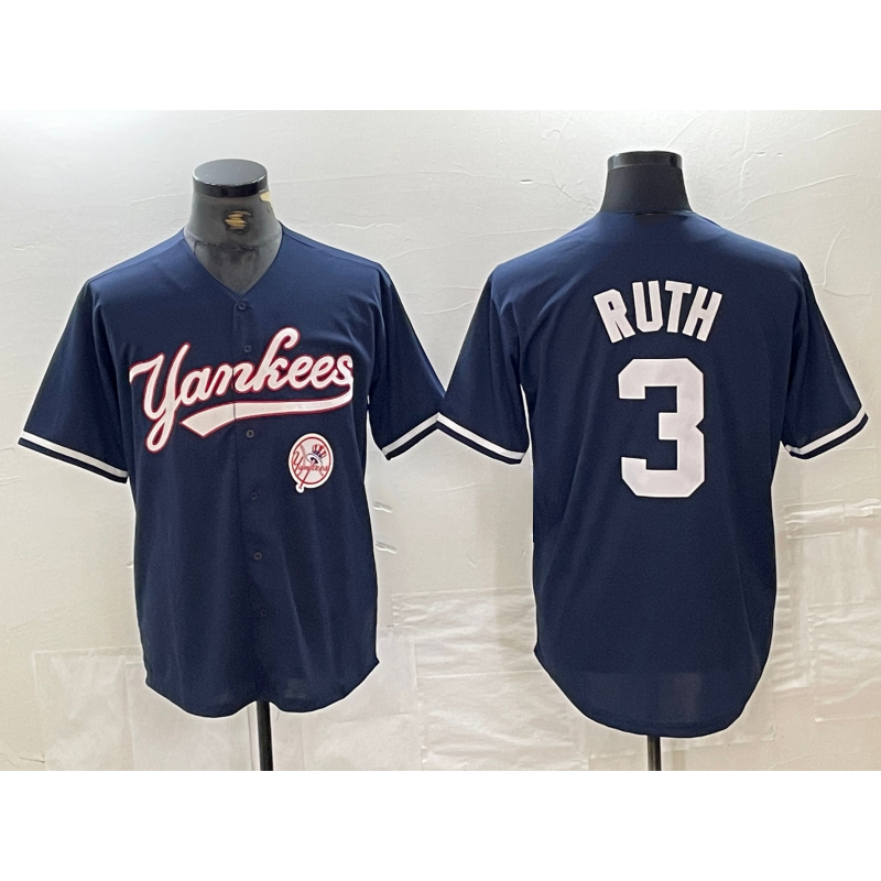 New York Yankees #3 Babe Ruth Navy HOLBERT With Patch Cool Base Stitched Jersey