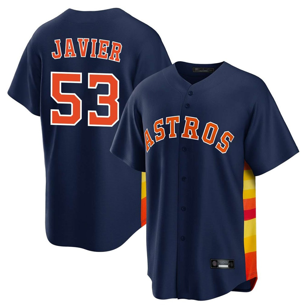 Houston Astros #53 Cristian Javier Player Navy HOLBERT Home Game Stitched Jerseys