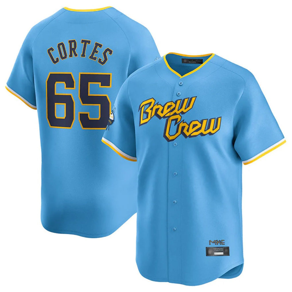 Milwaukee Brewers #65 Nestor Cortes Player Light Blue HOLBERT City Connect Home Limited Stitched Jerseys