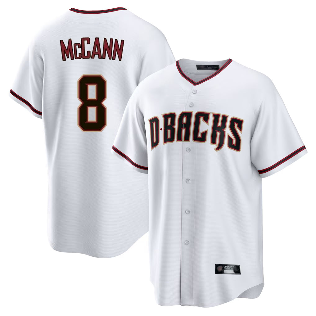 Arizona Diamondbacks #8 James McCann Player White HOLBERT Home Game Stitched Jerseys