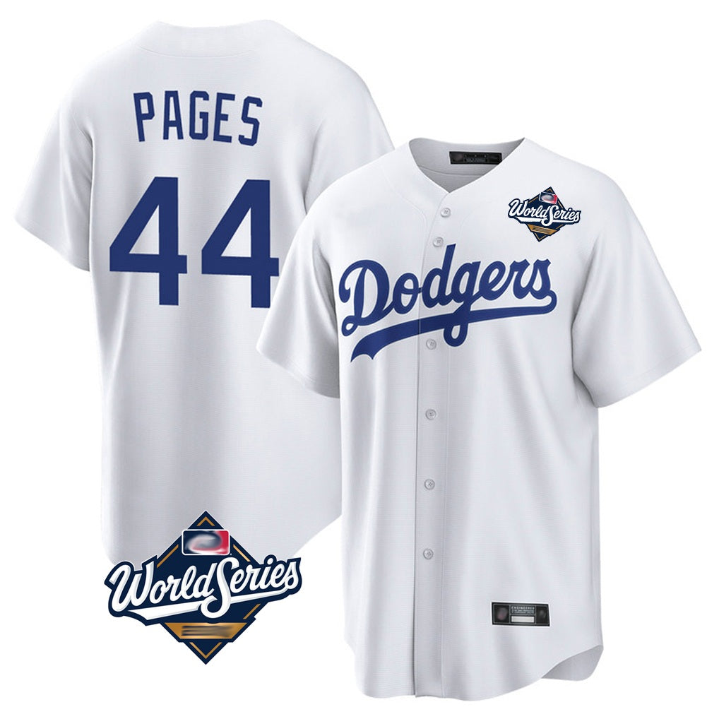 Los Angeles Dodgers #44 Andy Pages Player White HOLBERT World Series Game Home Stitched Jerseys