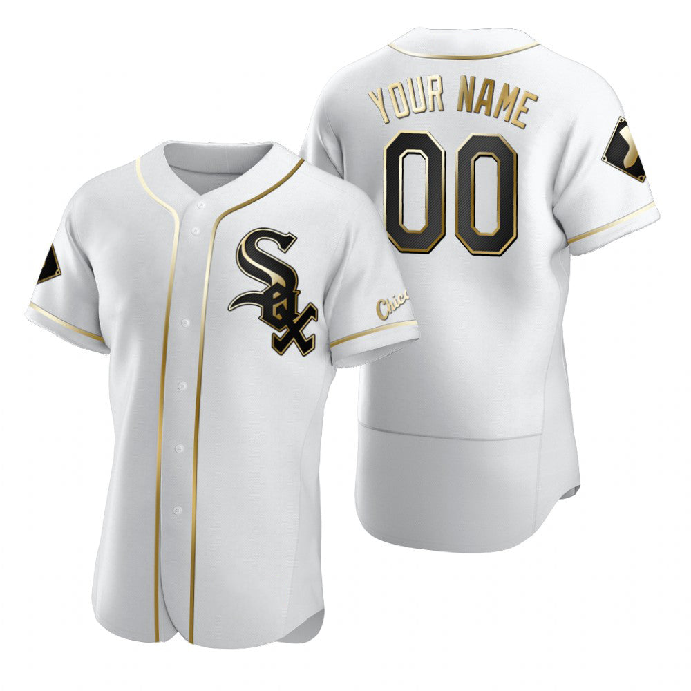 Custom Chicago White Sox White HOLBERT Stitched Flex Base Golden Edition Jersey