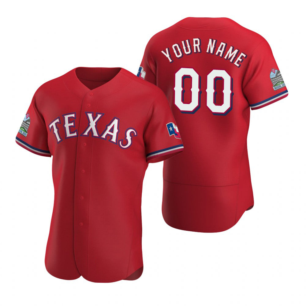 Custom Texas Rangers Scarlet HOLBERT Stitched Flex Base Jersey