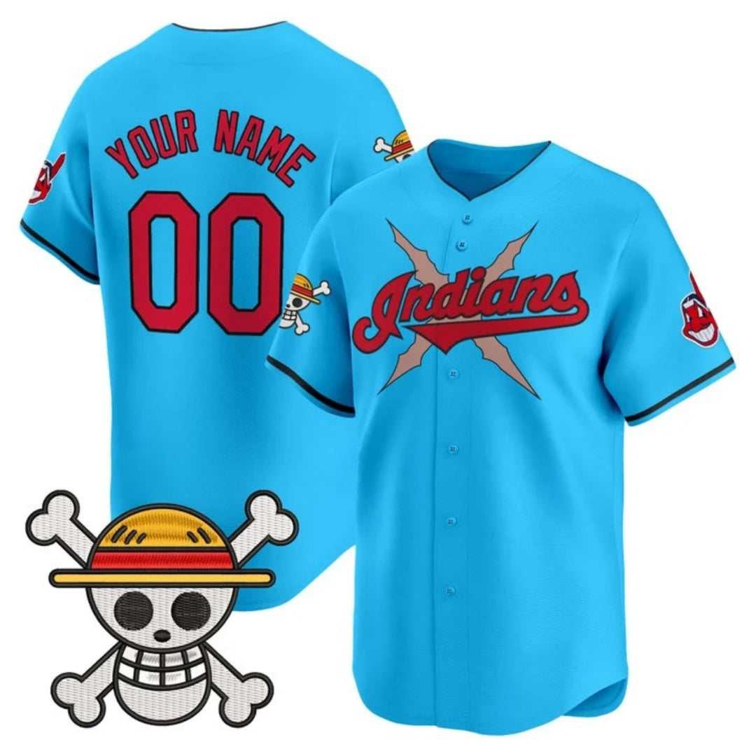 Custom Cleveland Indians x One Piece Light Blue HOLBERT Vapor Premier Limited Jersey - Stitched