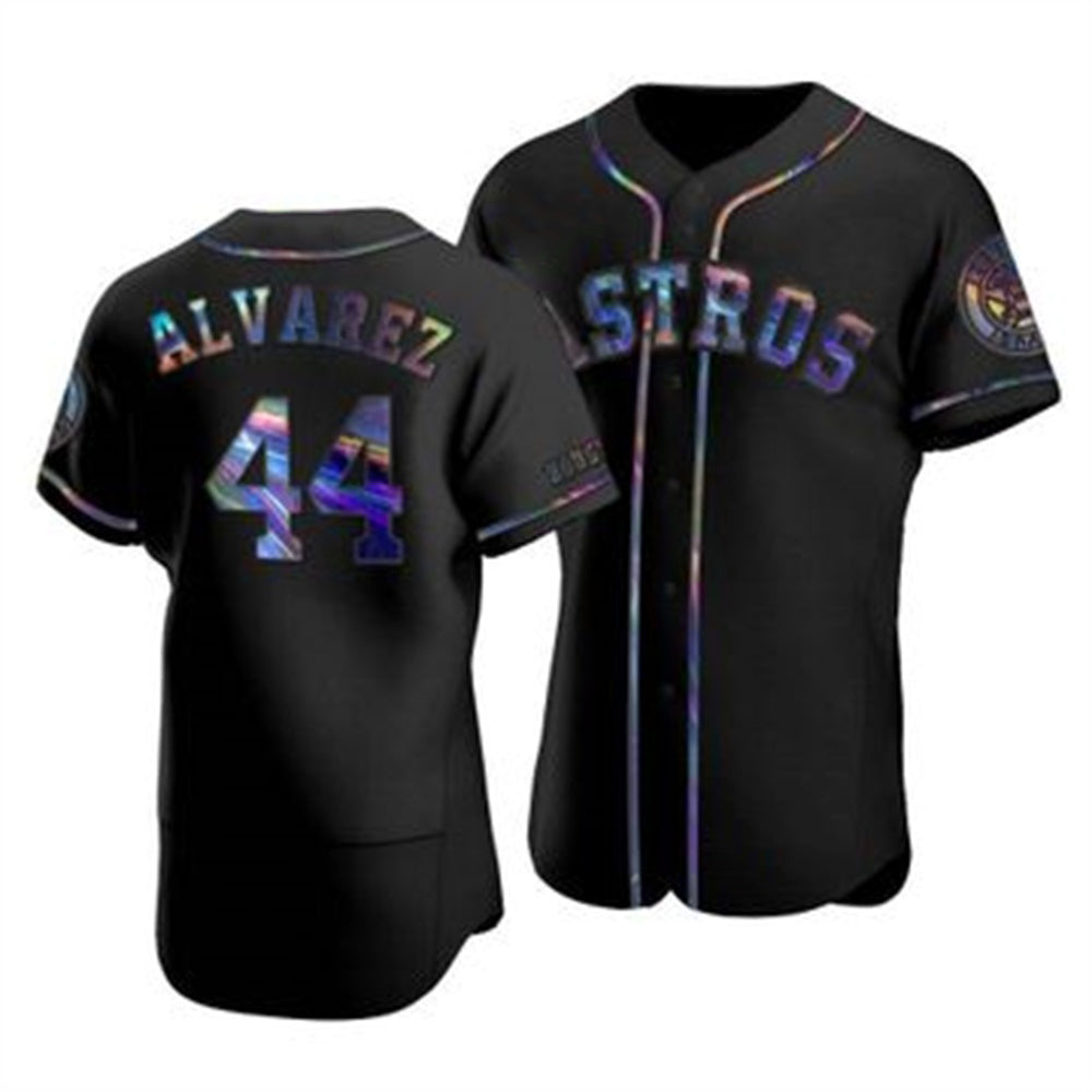 Houston Astros #44 Yordan Alvarez Iridescent Holographic Collection Jersey - Black HOLBERT