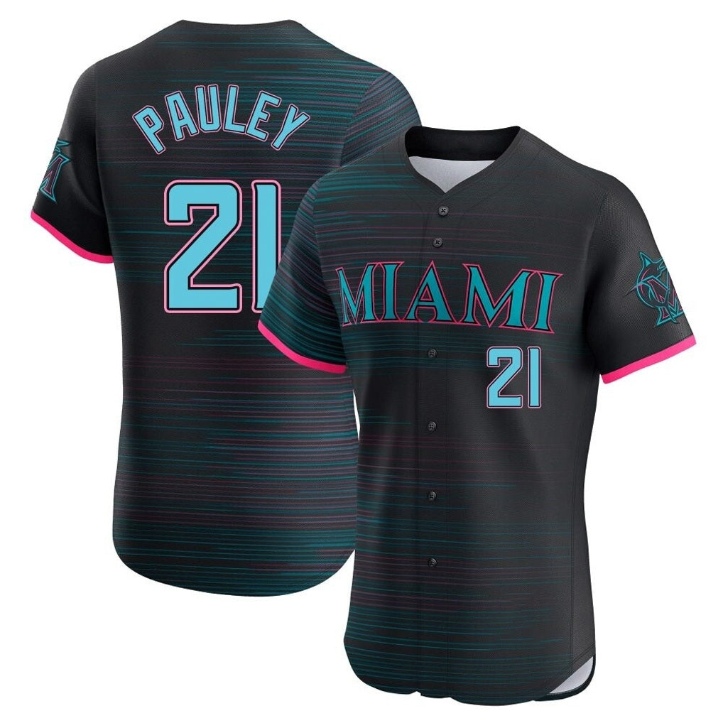 Miami Marlins #21 Graham Pauley Player Black HOLBERT City Connect Home Limited Elite Stitched Jerseys