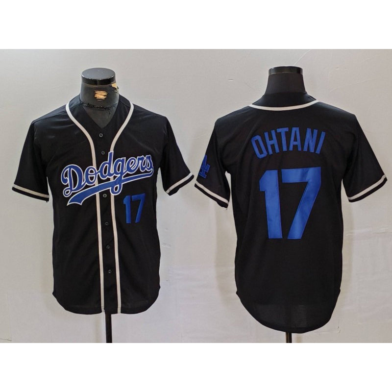 Los Angeles Dodgers #17 Shohei Ohtani Number Black HOLBERT Cool Base With Patch Stitched Jerseys