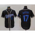 Los Angeles Dodgers #17 Shohei Ohtani Number Black HOLBERT Cool Base With Patch Stitched Jerseys