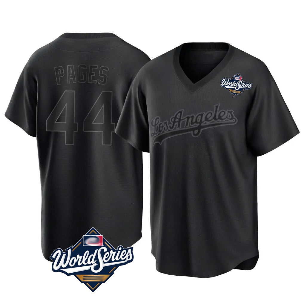 Los Angeles Dodgers #44 Andy Pages Player Black HOLBERT World Series Pitch Fashion T-shirt Stitched Jerseys