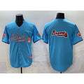 Atlanta Braves Team Big Logo Blue HOLBERT 2024 Atliens & Peach With Outkast Patch Vapor Limited Stitched Jersey