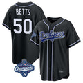 Los Angeles Dodgers #50 Mookie Betts Player Black HOLBERT World Series Meet Carbon Limited Home Stitched Jerseys