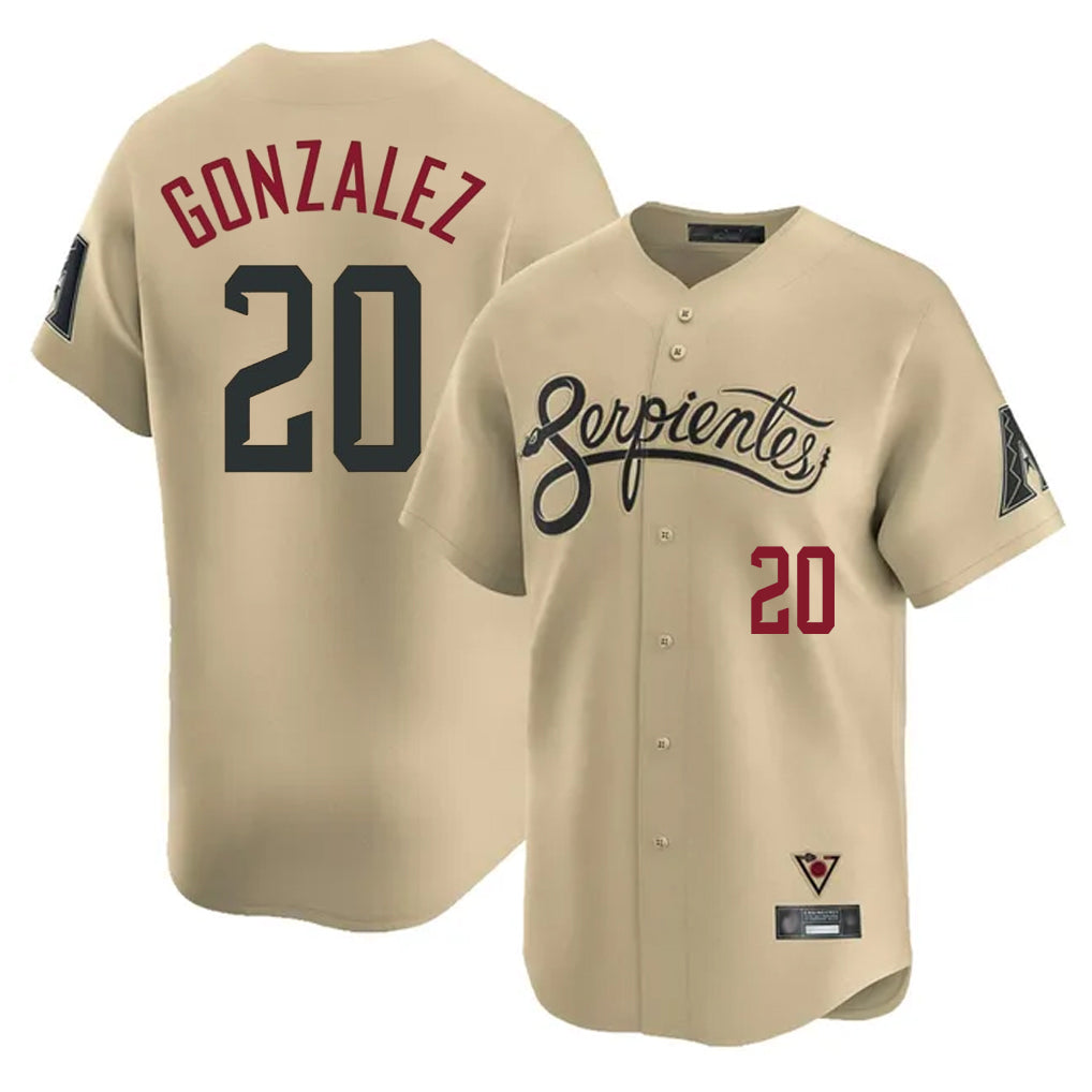 Arizona Diamondbacks #20 Luis Gonzalez Player Tan HOLBERT City Connect Limited Home Game Stitched Jerseys