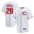 Cincinnati Reds #28 Eugenio Su¨¢rez Player White HOLBERT Home Game Stitched Jerseys