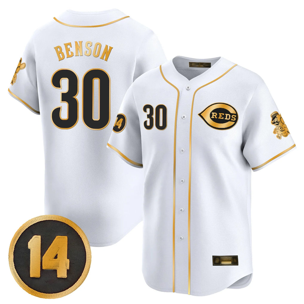 Cincinnati Reds #30 Ken Griffey Player White-Gold HOLBERT Vapor Premier Limited Home Stitched Jerseys