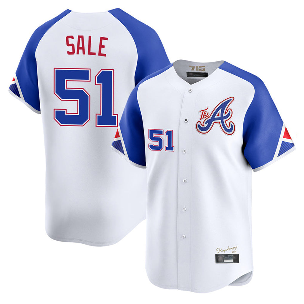 Atlanta Braves #51 Chris Sale Player White HOLBERT City Connect Limited Home Game Stitched Jerseys