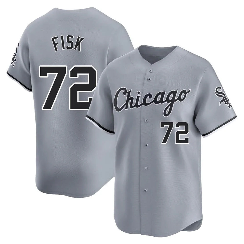 Chicago White Sox #72 Carlton Fisk Player Gray HOLBERT Road Limited Home Stitched Jerseys
