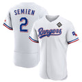 Texas Rangers #2 Marcus Semien White HOLBERT 2023 World Series Flex Base Stitched Jersey