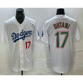 Los Angeles Dodgers #17 Shohei Ohtani Number White Green HOLBERT Stitched Cool Base Jersey 2