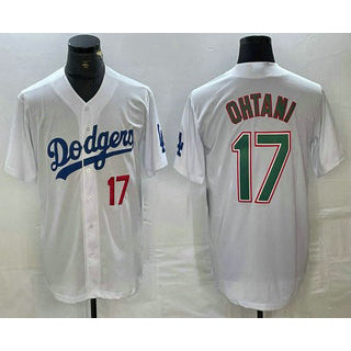 Los Angeles Dodgers #17 Shohei Ohtani Number White Green HOLBERT Stitched Cool Base Jersey 2