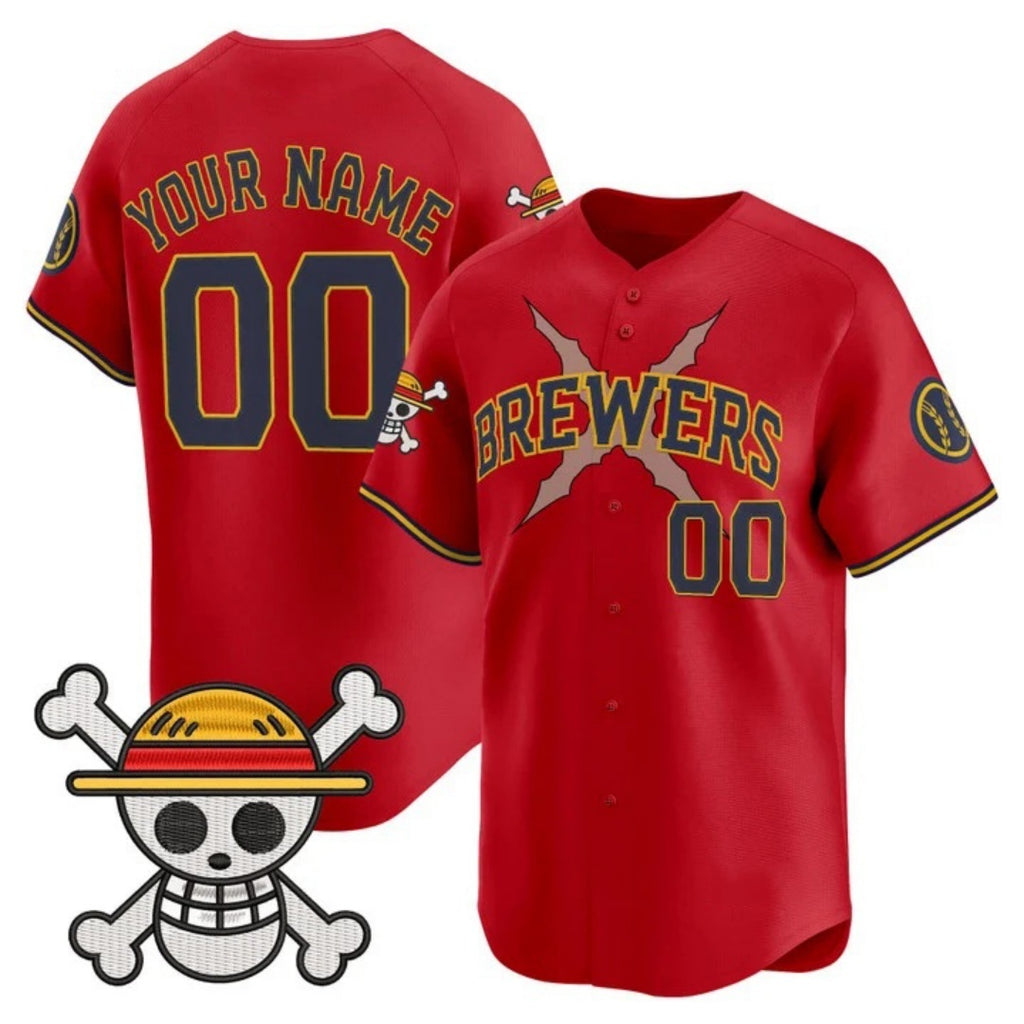 Custom Milwaukee Brewers x One Piece Red HOLBERT Vapor Premier Limited Jersey - Stitched