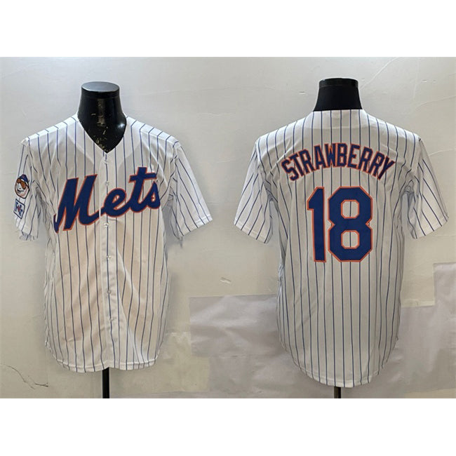 New York Mets #18 Darryl Strawberry White HOLBERT 2025 Spring Training Cool Base Stitched Jersey