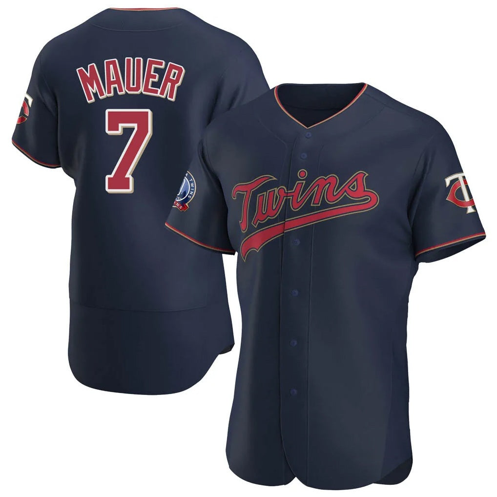 Minnesota Twins #7 Joe Mauer Player Navy HOLBERT60th Home Limited Elite Stitched Jerseys