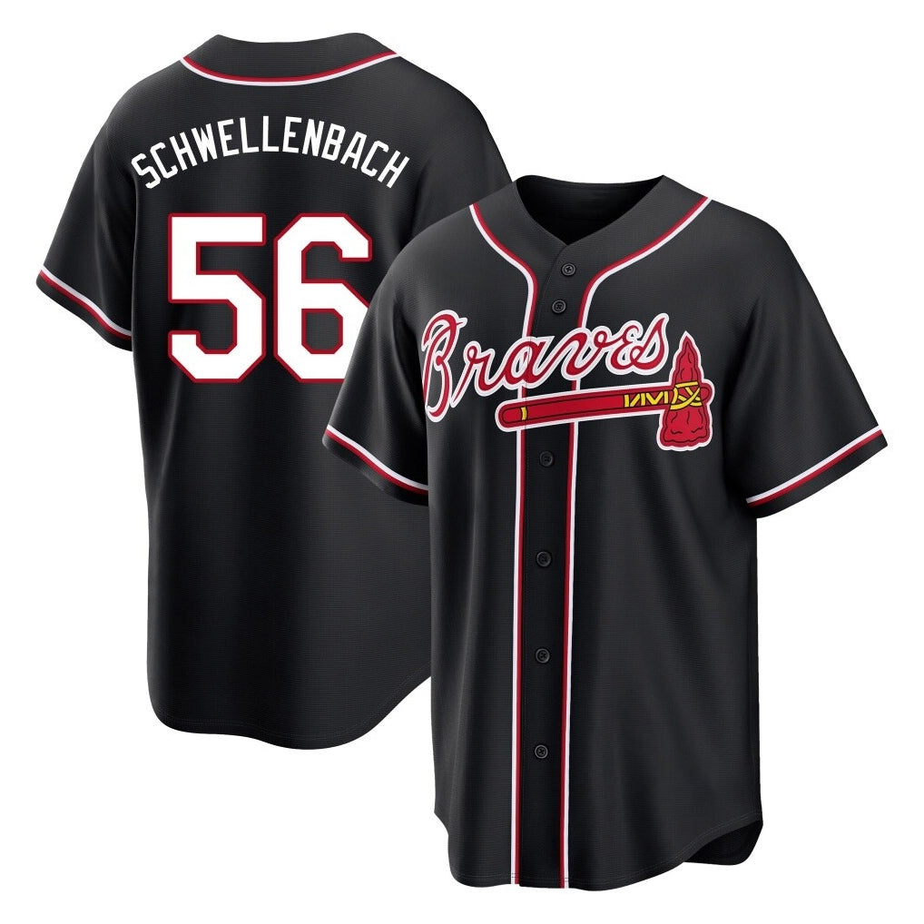 Atlanta Braves #56 Spencer Schwellenbach Player Black HOLBERT Fashion Out Game Stitched Jerseys