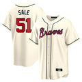 Atlanta Braves #51 Chris Sale Player Cream HOLBERT Home Game Stitched Jerseys