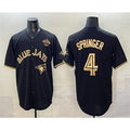 Toronto Blue Jays #4 George Springer Black Gold HOLBERT 2025 American League Champions Limited Stitched Jersey