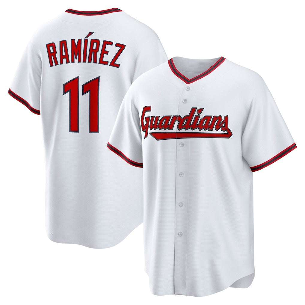 Cleveland Guardians #11 Jos¨¦ Ram¨ªrez White HOLBERT Home Replica Jersey