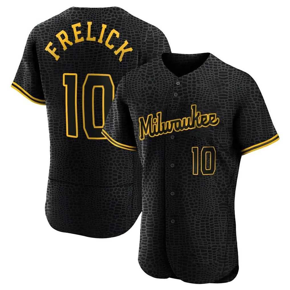 Milwaukee Brewers #10 Sal Frelick Player Black HOLBERT Snake Skin City Home Limited Elite Stitched Jerseys