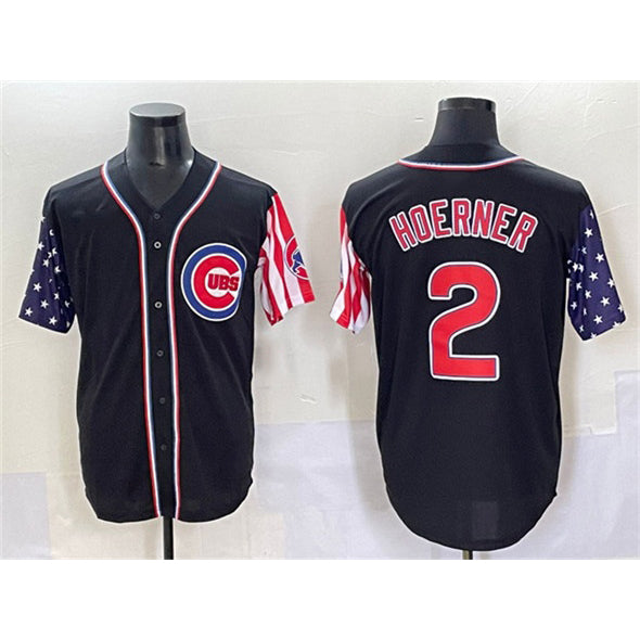 Chicago Cubs #2 Nico Hoerner Black HOLBERT 2025 Independence Day Vapor Premier Limited Stitched Jersey