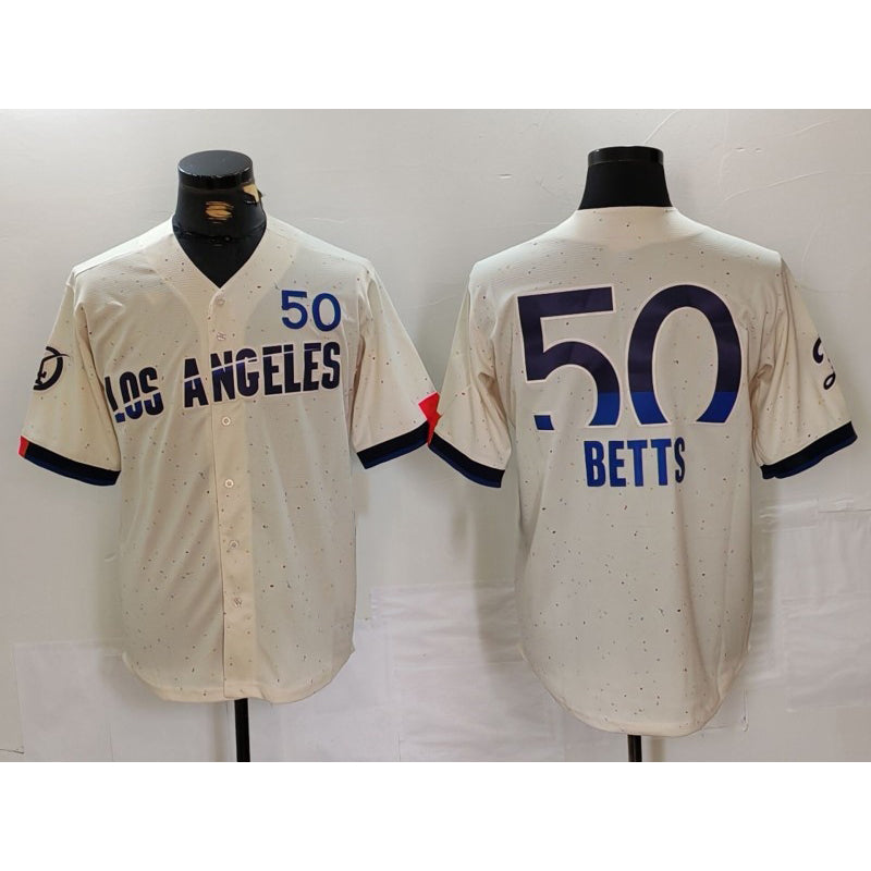 Brooklyn Dodgers #50 Mookie Betts Cream HOLBERT 2024 City Connect Limited Stitched Jersey