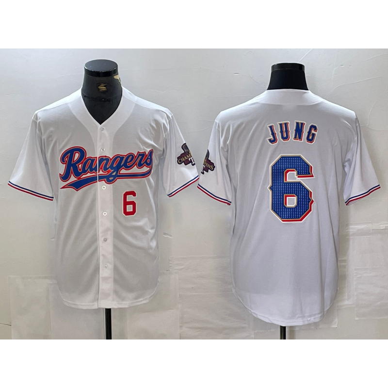 Texas Rangers #6 Josh Jung Number White HOLBERT 2023 World Series Champions Cool Base Jersey 2