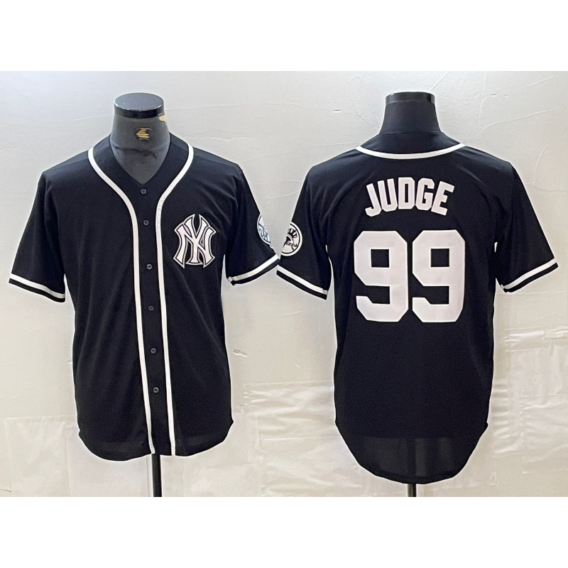 New York Yankees #99 Aaron Judge Black White HOLBERT Cool Base Stitched Jersey