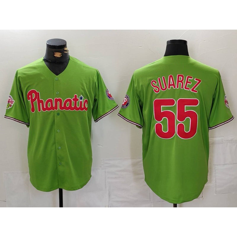 Philadelphia Phillies #55 Ranger Suarez Green HOLBERT With Patch Stitched Cool Base Jersey
