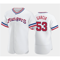 Texas Rangers #53 Adolis Garcia White HOLBERT Throwback Stitched Flex Base Jersey