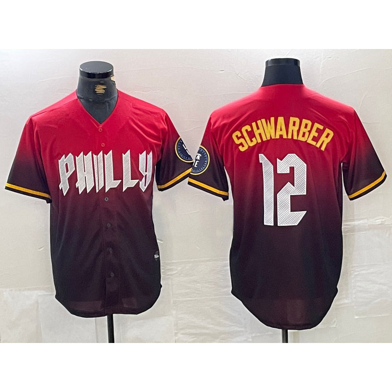 Philadelphia Phillies #12 Kyle Schwarber Red HOLBERT 2024 City Cool Base Jersey