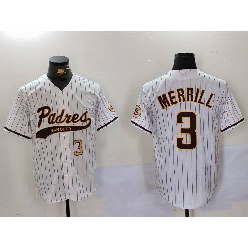 San Diego Padres #3 Jackson Merrill White HOLBERT 2023 Cool Base Stitched Jerseys