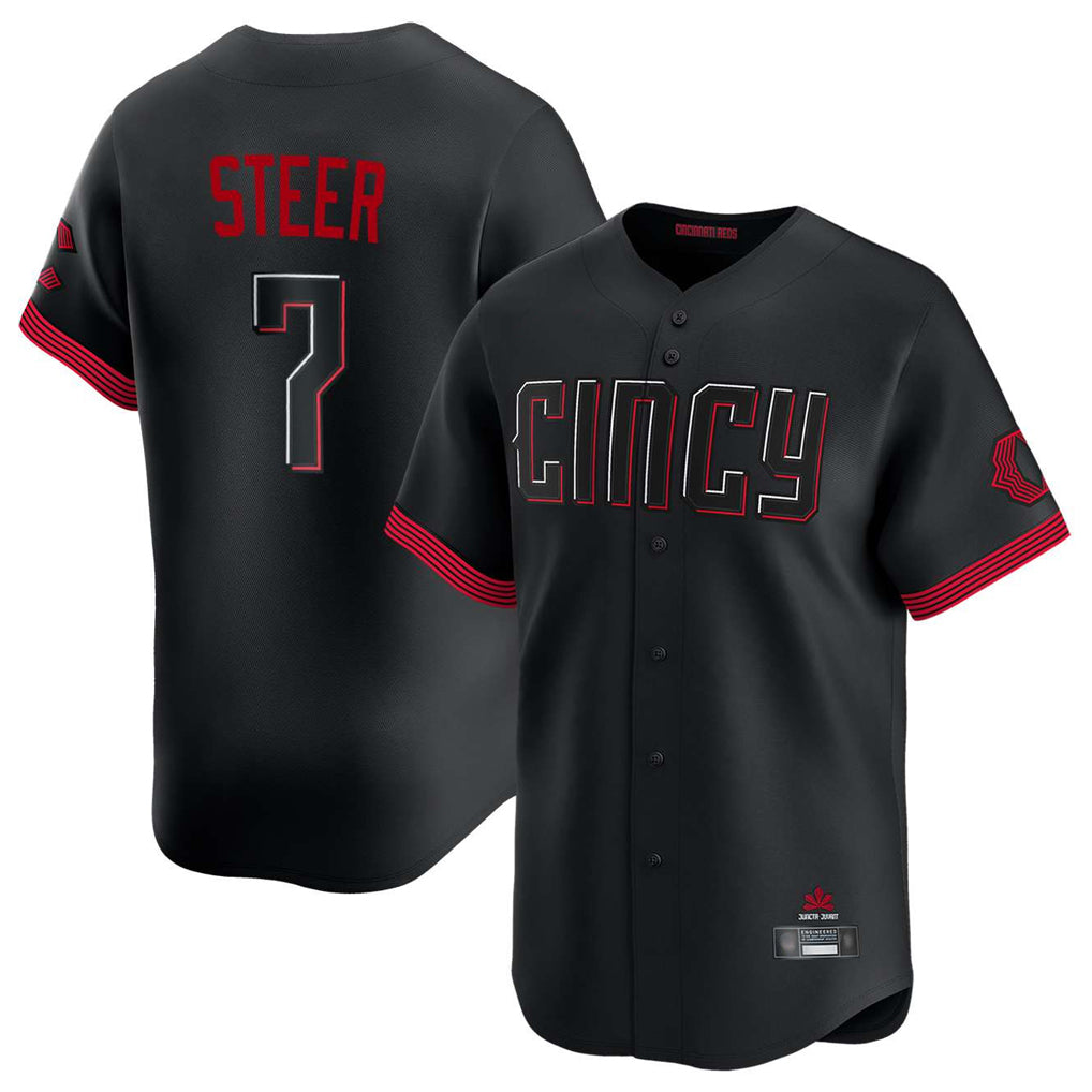 Cincinnati Reds #7 Spencer Steer Player Black HOLBERT City Connect Home Limited Stitched Jerseys