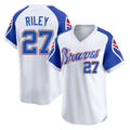 Atlanta Braves #27 Austin Riley Player White HOLBERT Throwback Cooperstown Collection T-shirt Game Stitched Jerseys